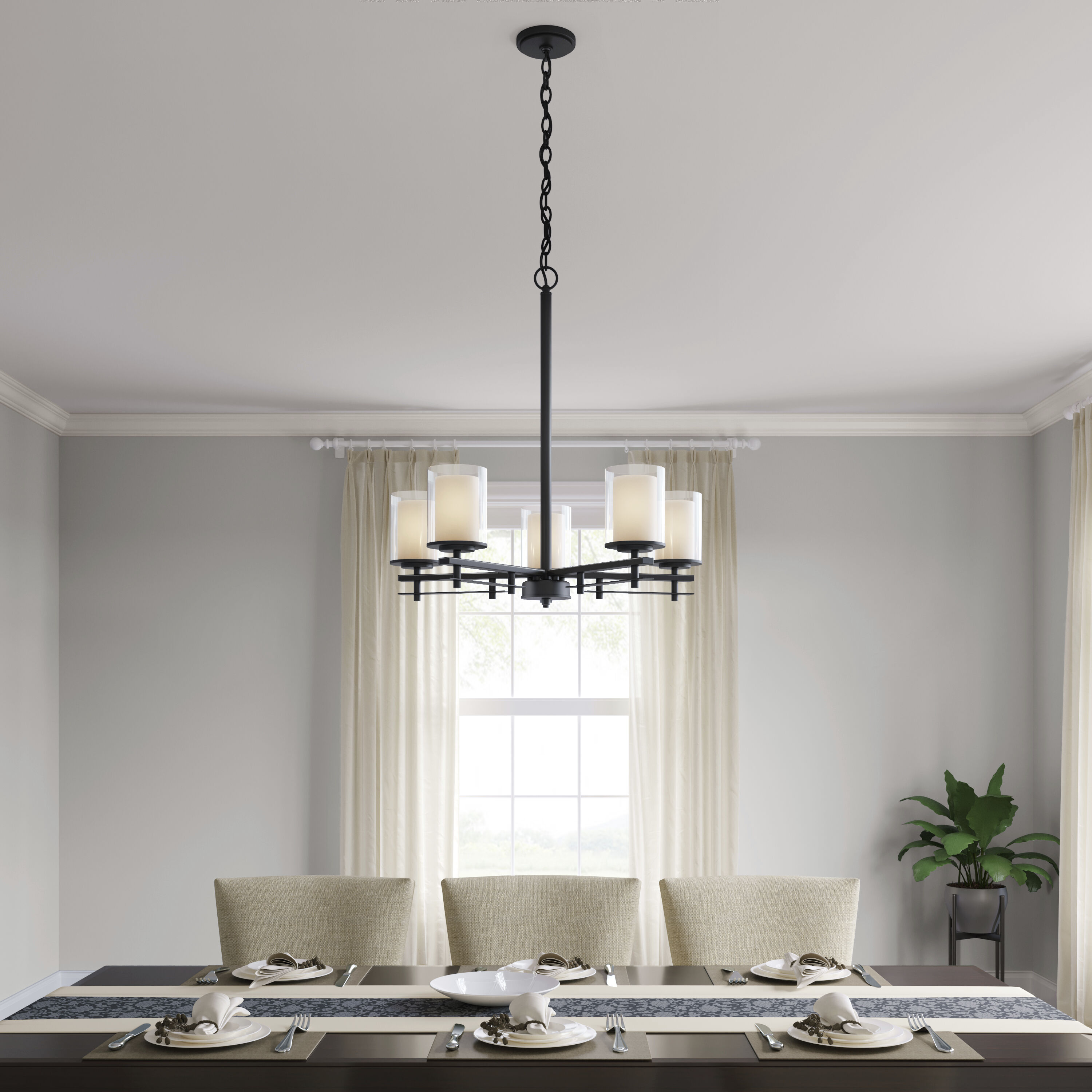Huderson 5 Light 26 inch Matte Black Chandelier Ceiling Light